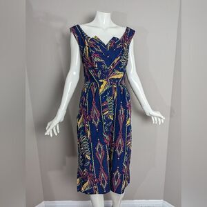 women's vintage dress floral hourglass handmade pencil skirt size 8
